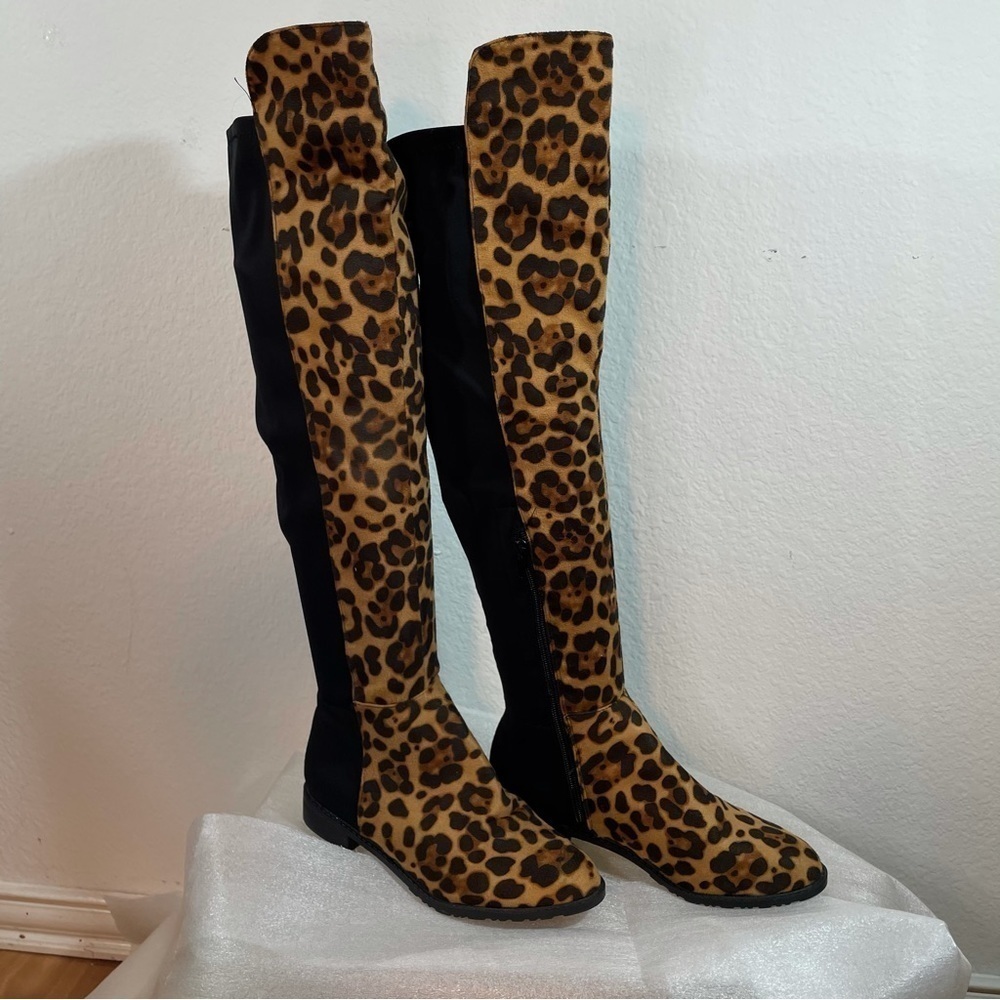 YOKI Leopard Print Boots : over the knee Size 6 Leopard animal print size 6